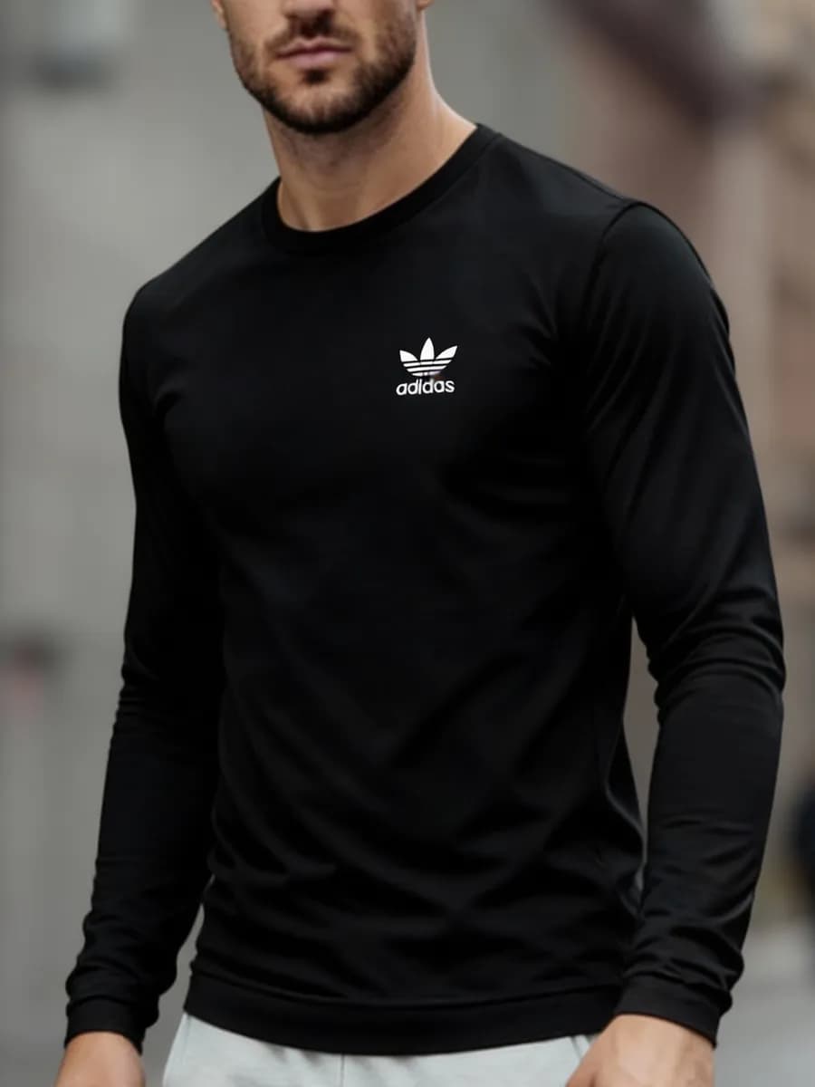 Лонгслив черный с длинным рукавом