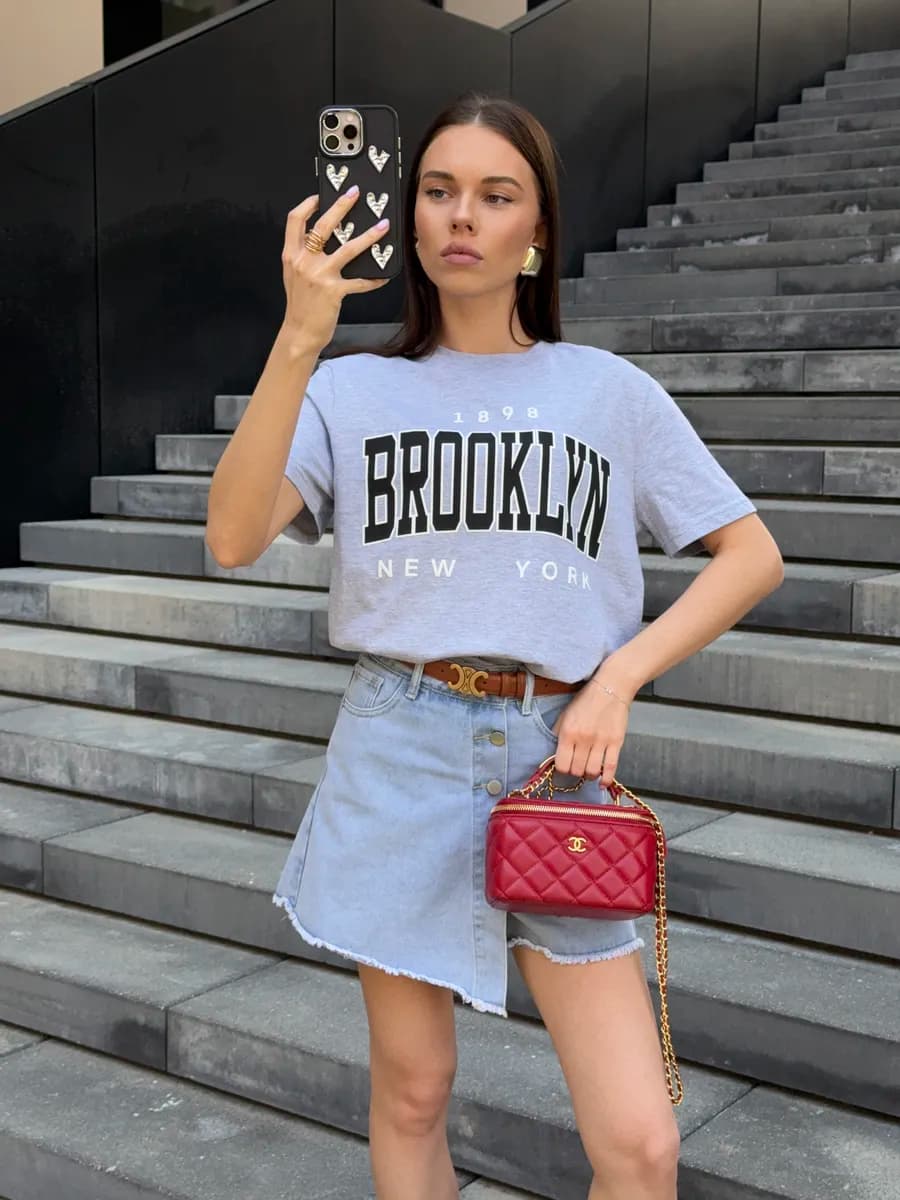 Футболка летняя оверсайз с принтом Brooklyn