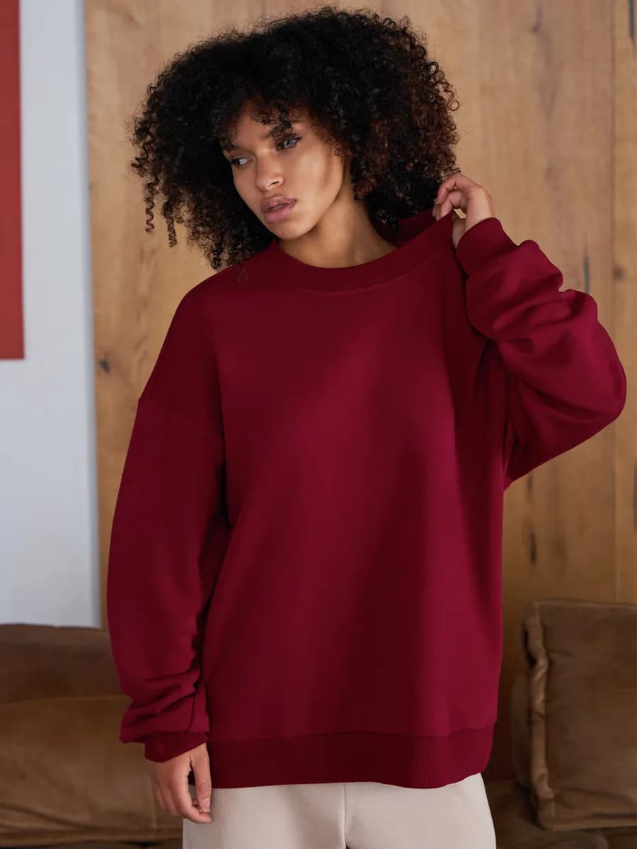 Свитшот оверсайз без начеса удлиненный классический