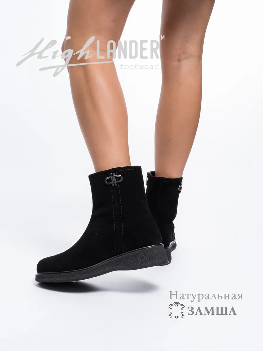 Ботинки женские зимние на танкетке замшевые