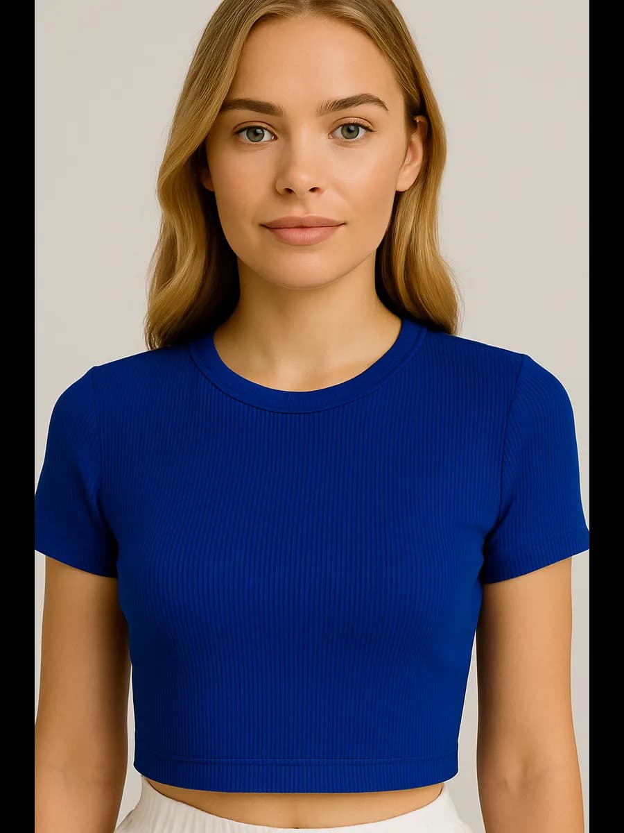 футболка топ в рубчик укороченный