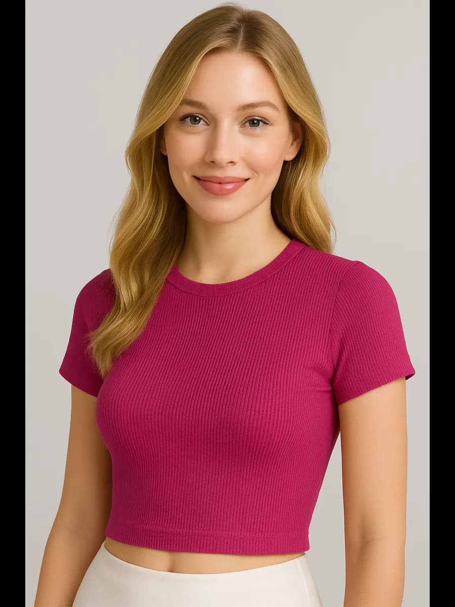 футболка топ в рубчик укороченный