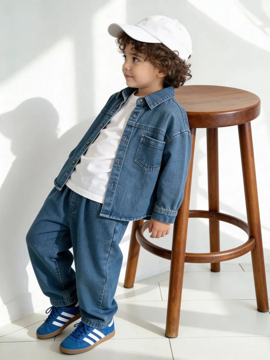 Костюм нарядный джинсовый с рубашкой для малыша