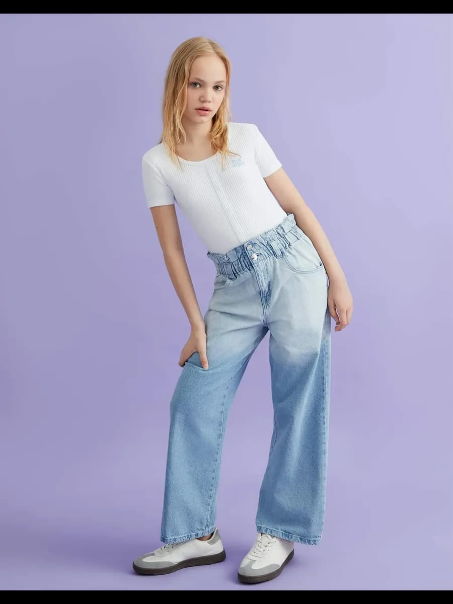 Джинсы на резинке (Paperbag) с градиентом