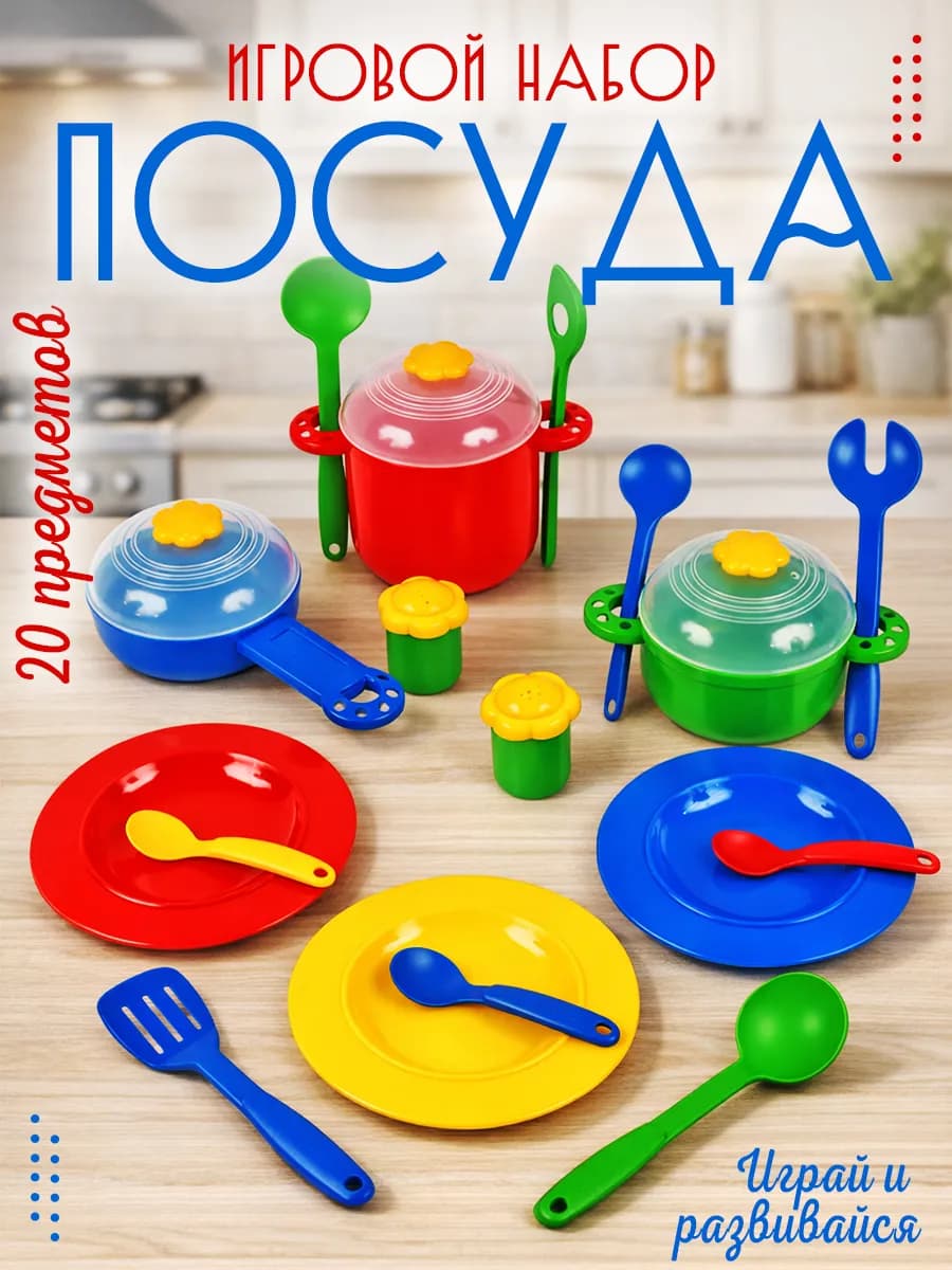 Игрушечная посуда детская кукольная Хозяюшка игровой набор