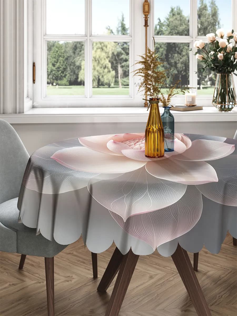 Скатерть на стол круглая "Лотос на мраморе"