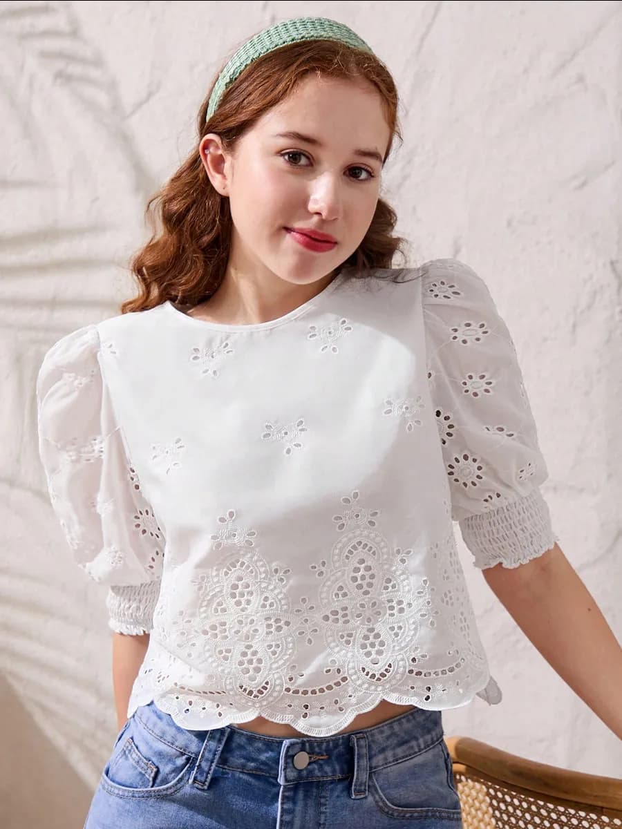 Блузка топ ажурная с коротким рукавом