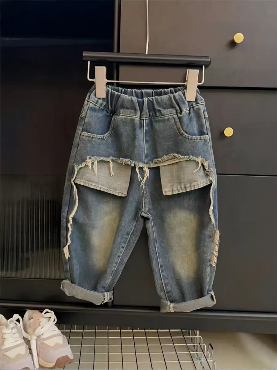 Джинсы детские широкие на резинке