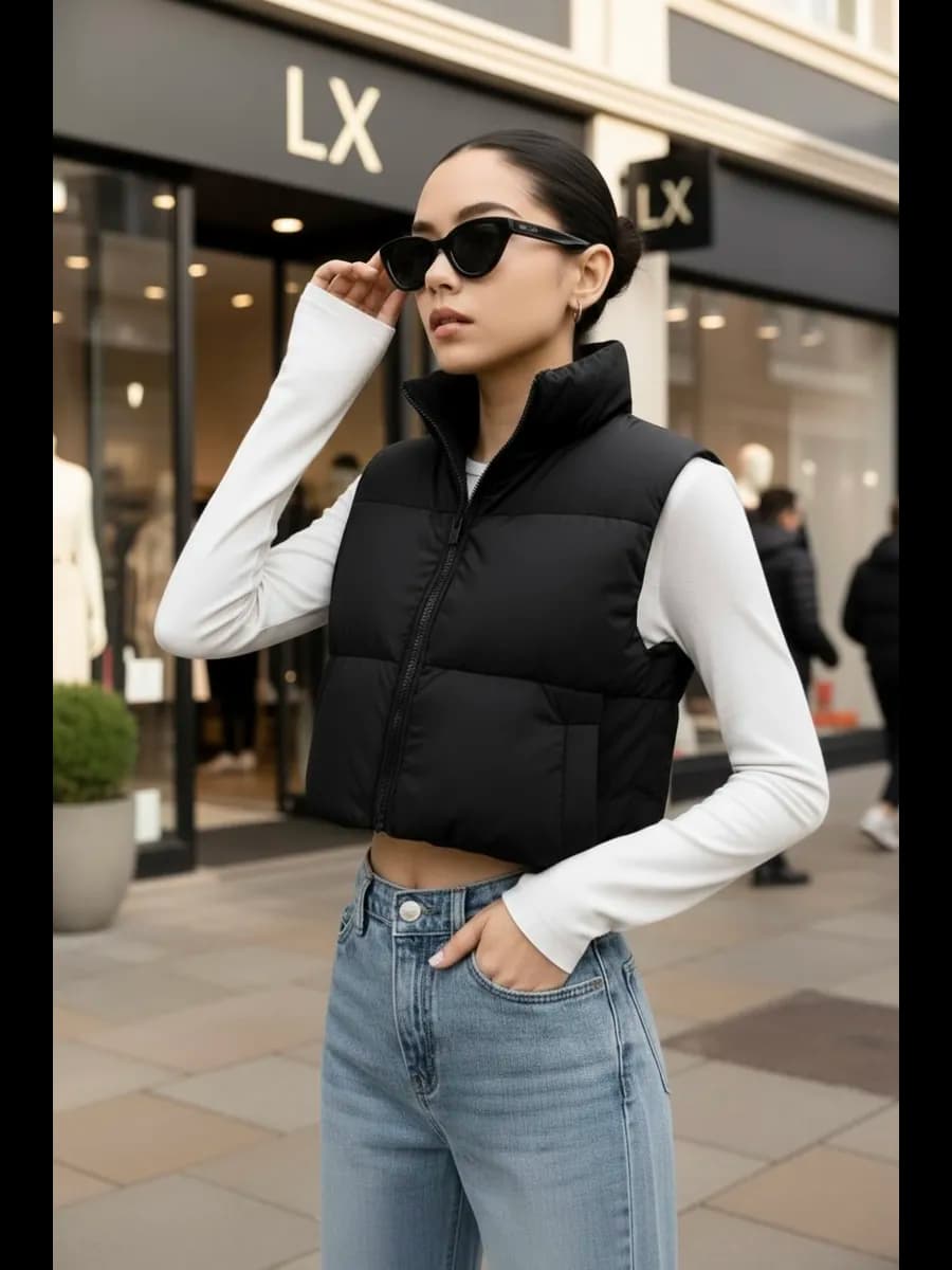 Жилетка женская короткая утепленная стеганая