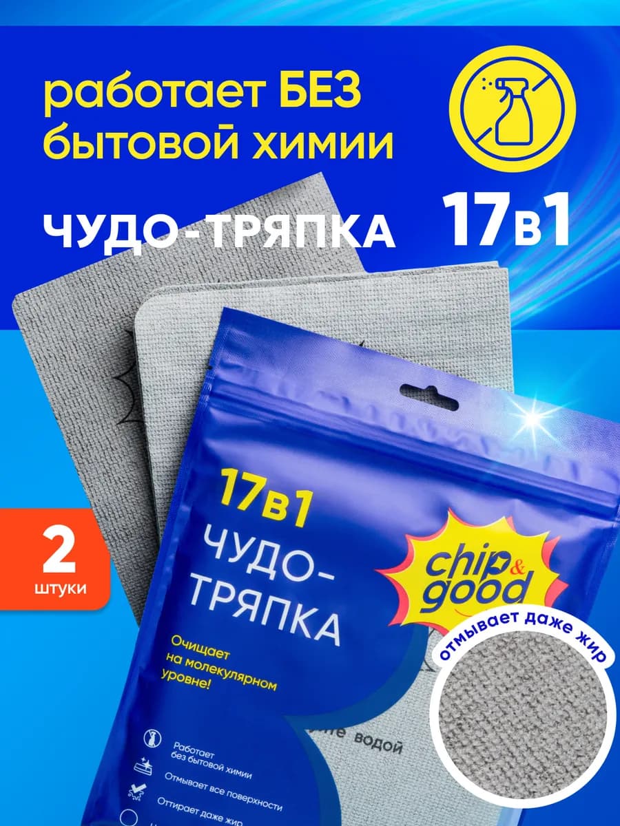 Тряпка для уборки дома и кухни многоразовая в наборе 2 штуки