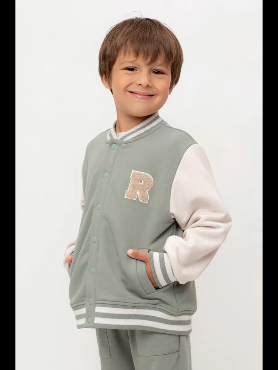 Трикотажный бомбер на кнопках для мальчика