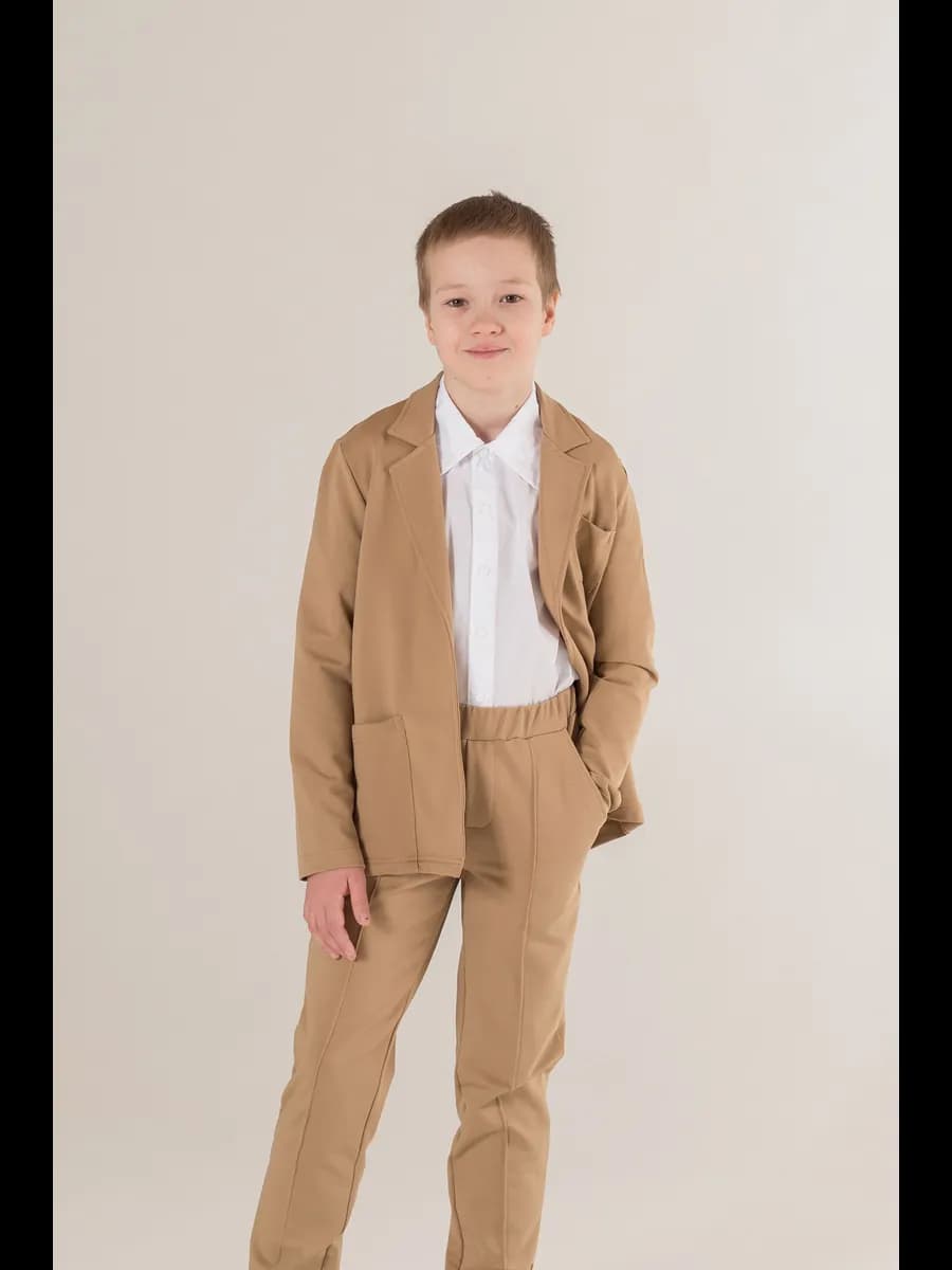 Пиджак трикотажный классический в школу на праздник