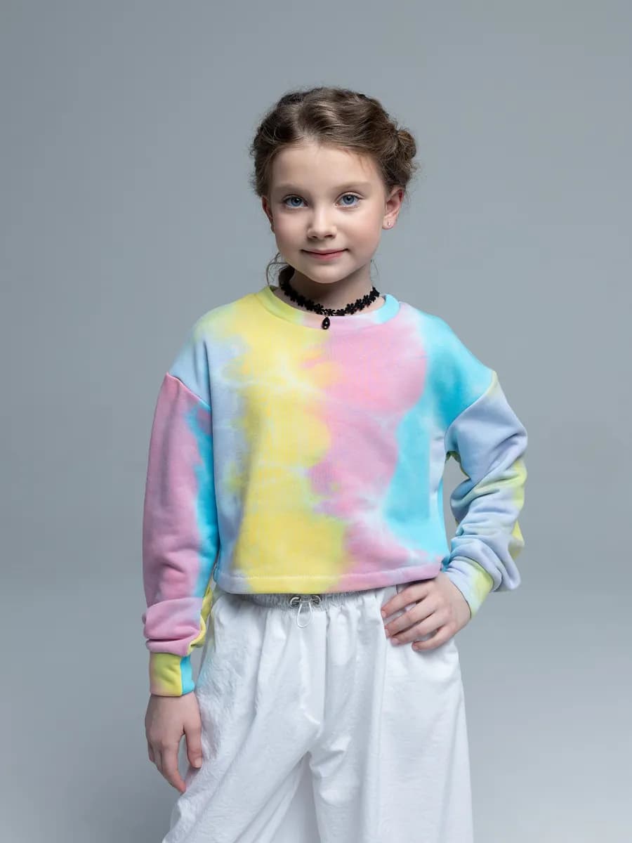 Толстовка укороченная оверсайз для девочки свитшот