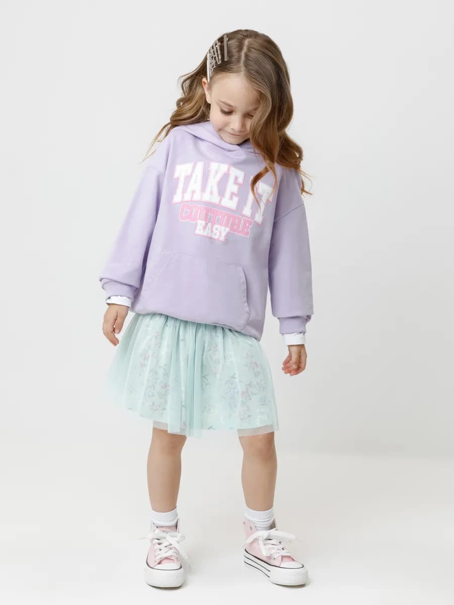 Объемное худи из натурального хлопка для девочки