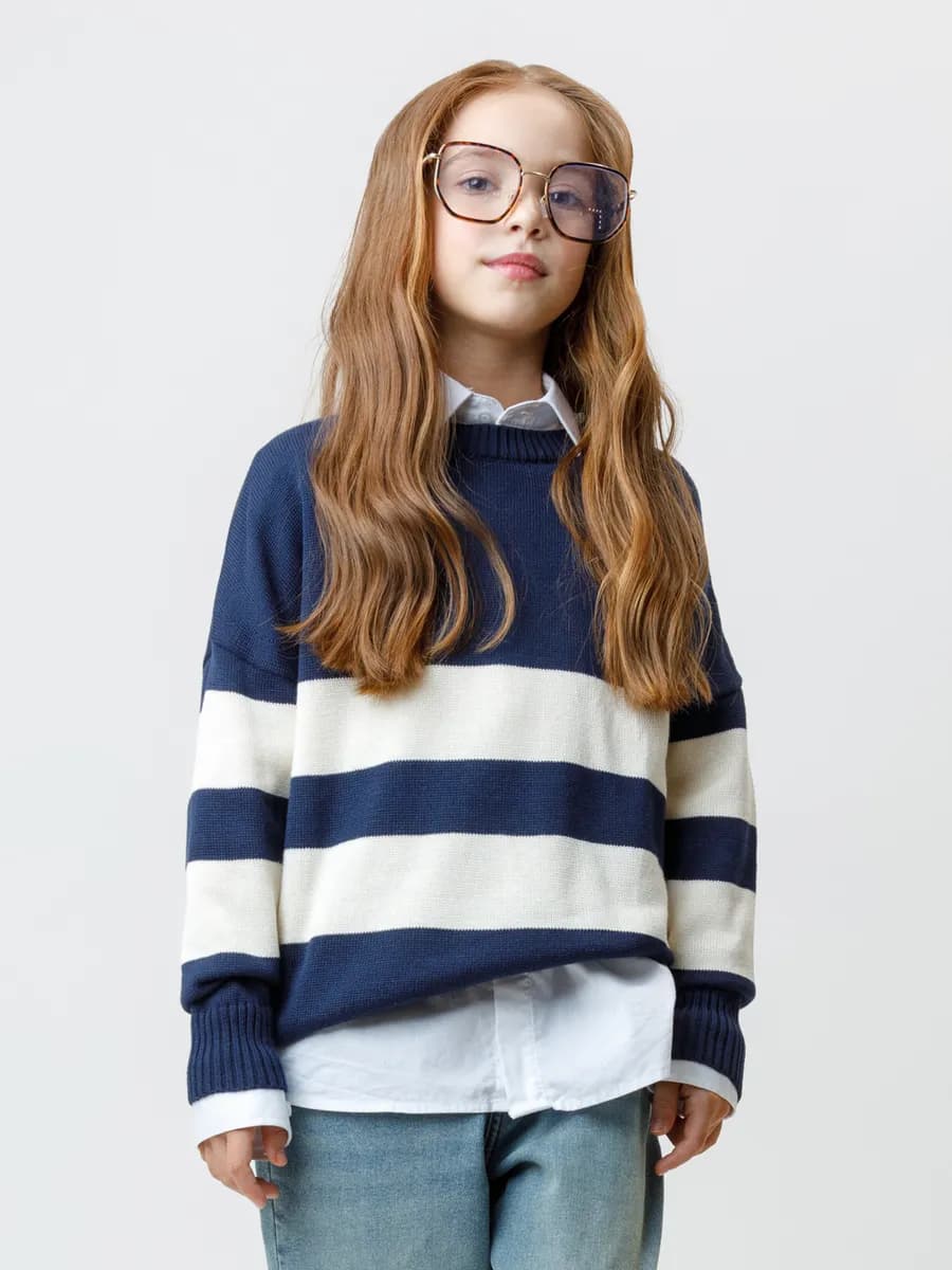 Джемпер в широкую полоску хлопковый для девочки