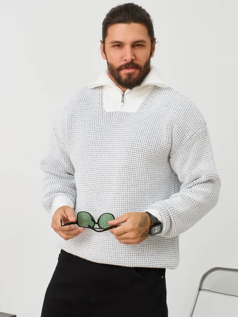 Вязаный свитер с горлом на молнии
