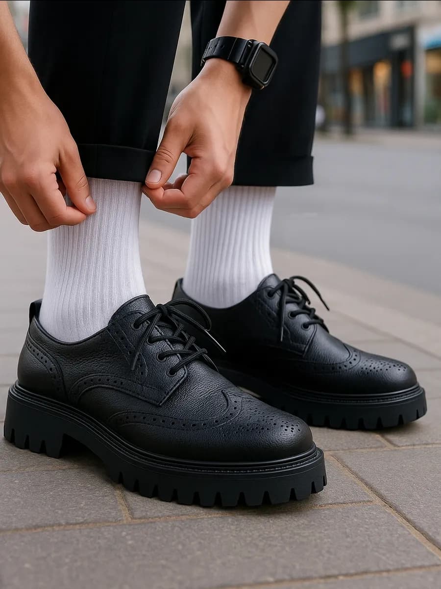 Туфли кожаные на платформе