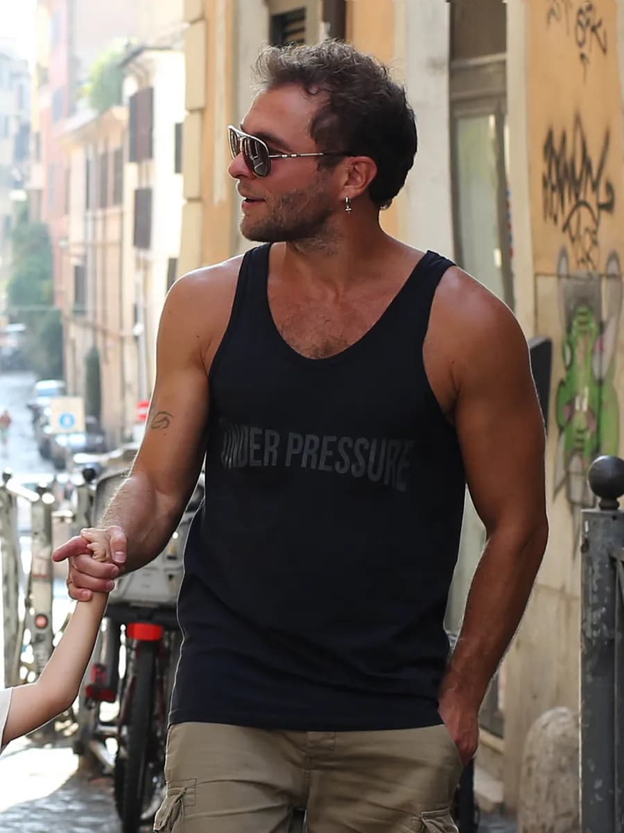 Майка спортивная свободная с принтом без рукавов