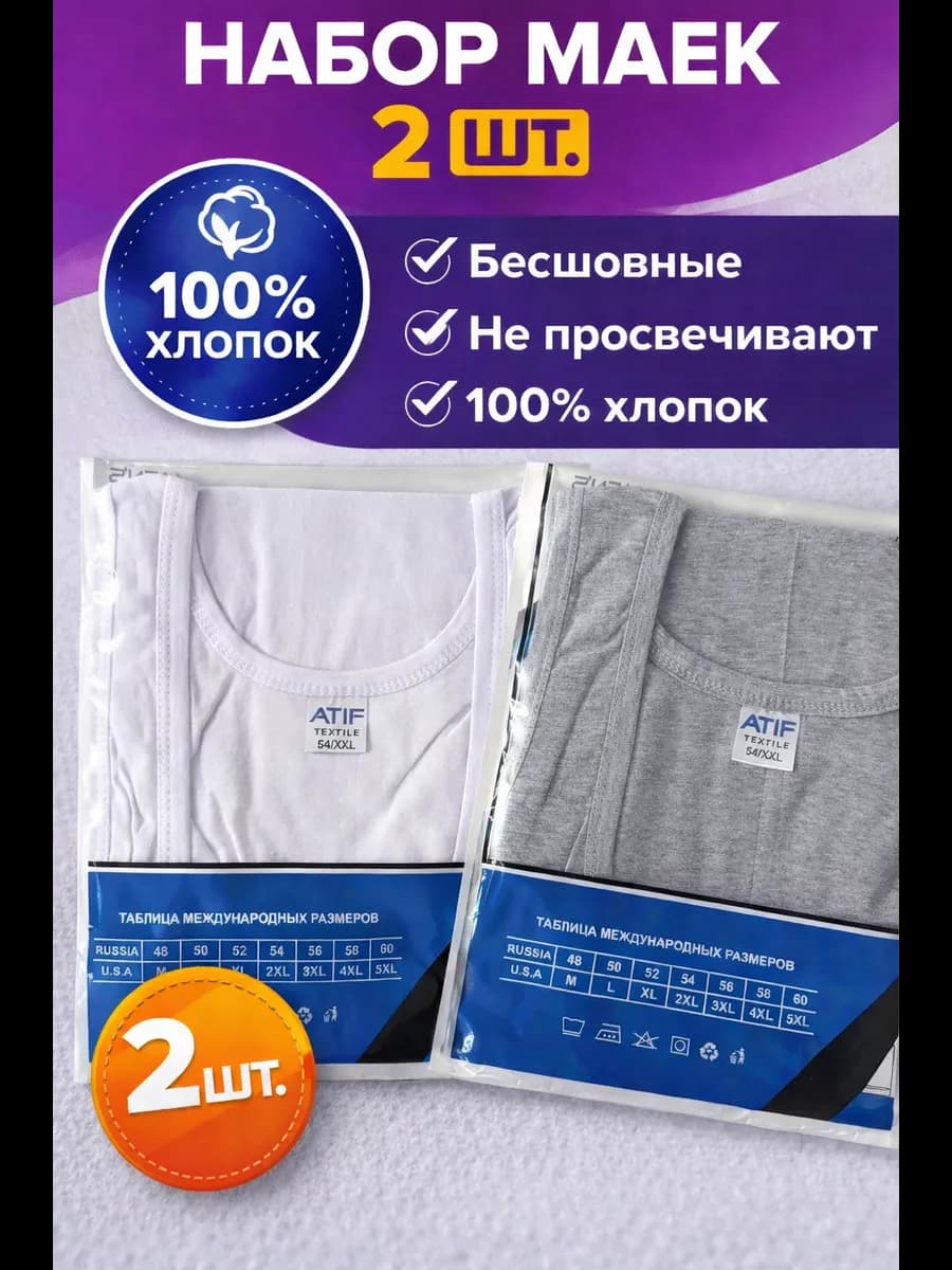 Майка мужская под рубашку хлопок набор 2 шт