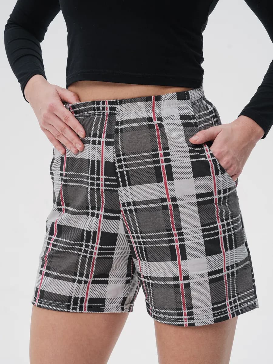 Шорты летние домашние свободные в клетку