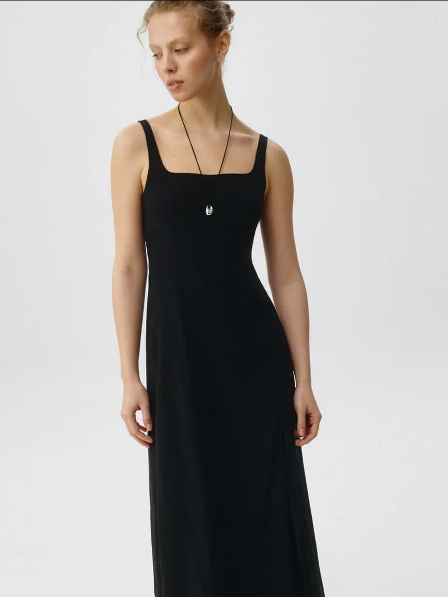 Летнее платье миди из 100% вискозы на бретелях