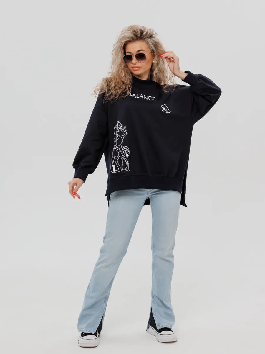 Свитшот оверсайз базовый без начеса