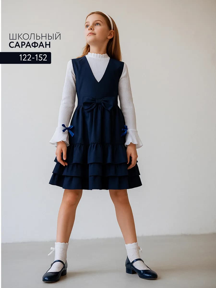 Сарафан школьный для девочки синий