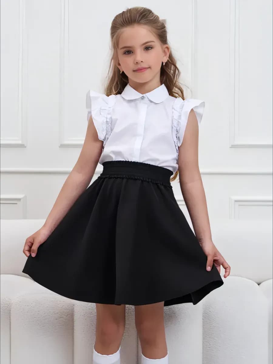 Юбка школьная черная на резинке
