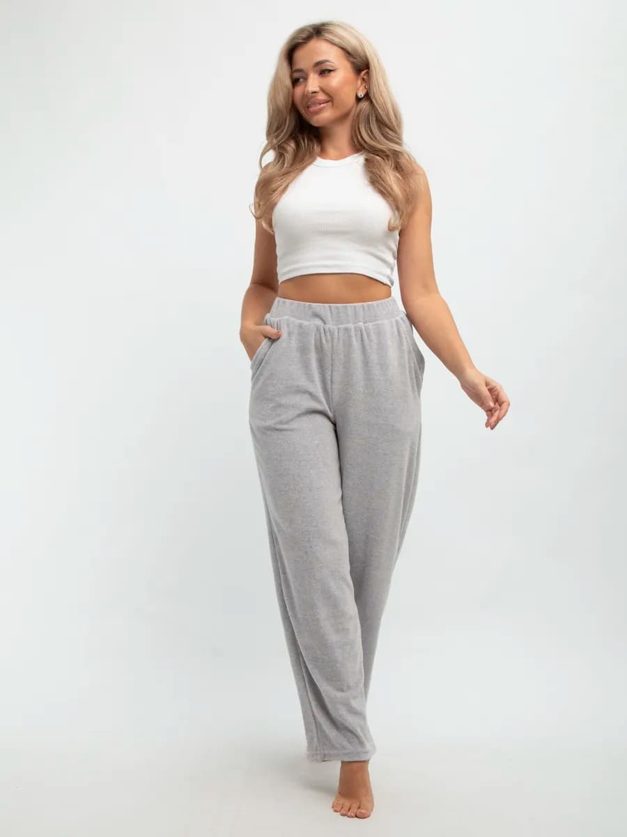 Штаны домашние теплые велюровые хлопковые