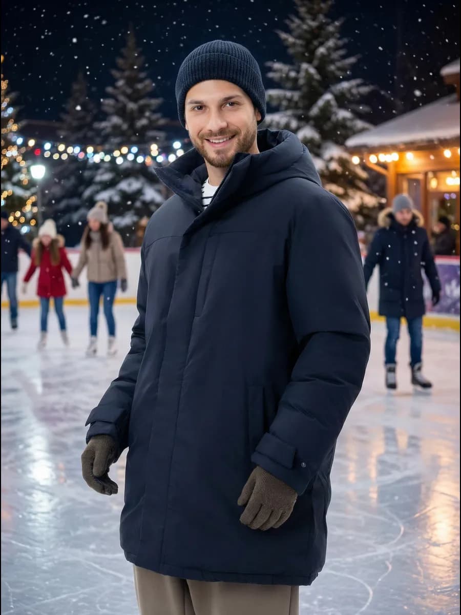 Куртка зимняя удлиненная с капюшоном