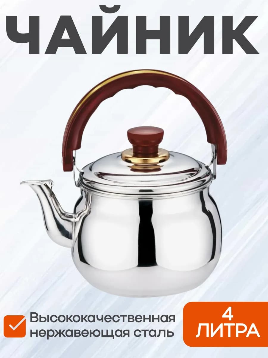 Чайник наплитный из нержавеющей стали 4 литра
