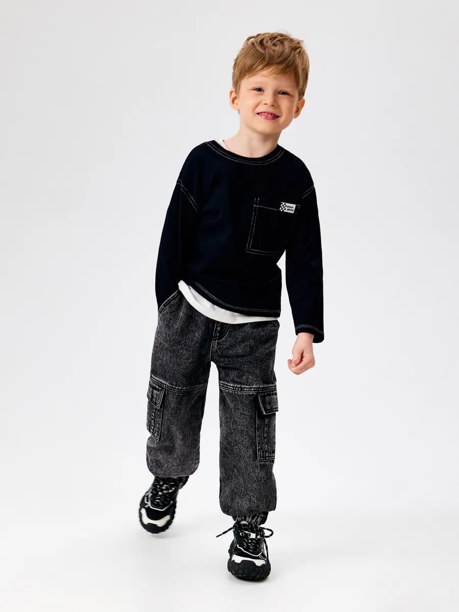 Джинсы джоггеры оверсайз вареный эффект