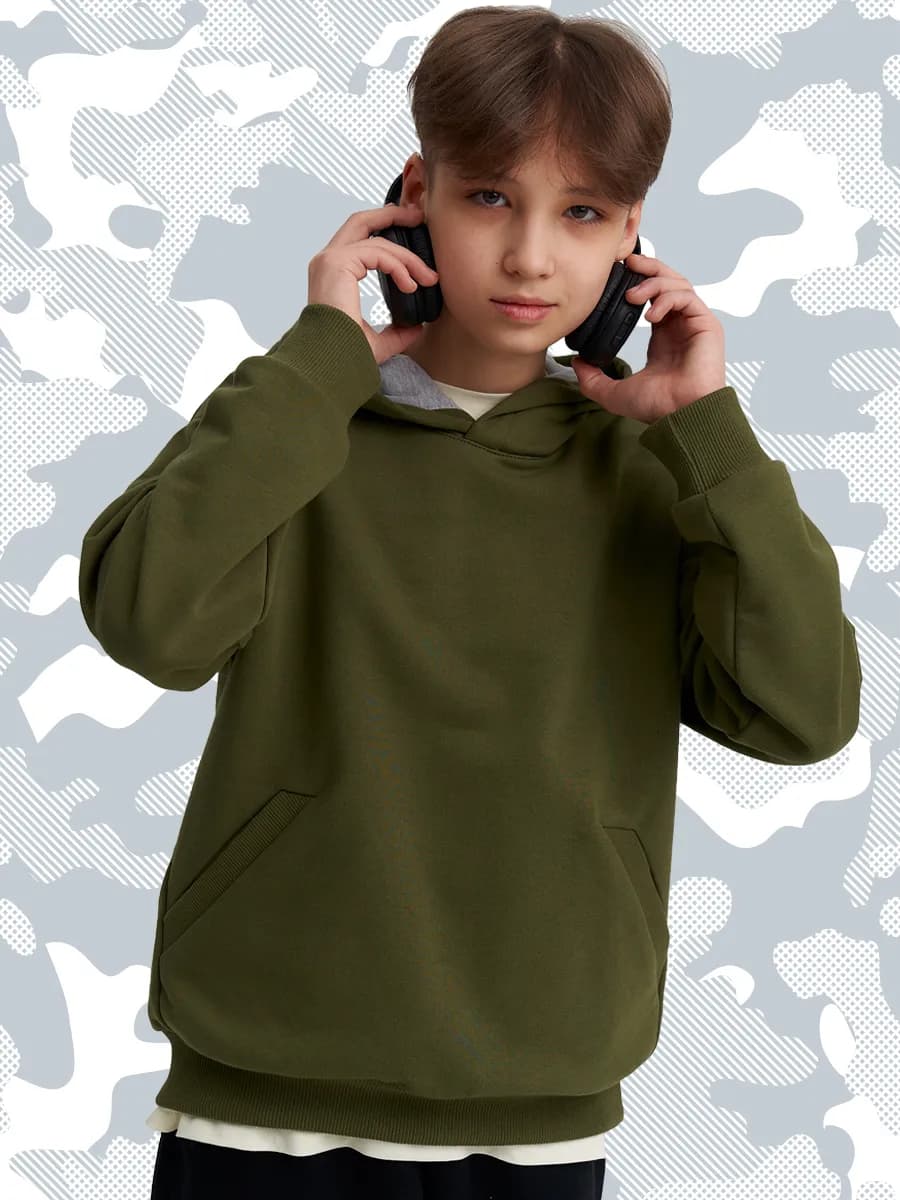 Худи оверсайз для мальчика подростка без начеса с капюшоном