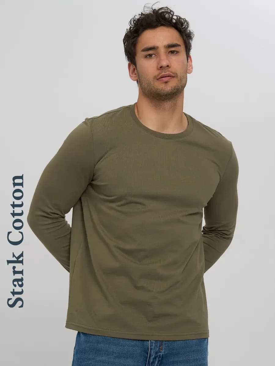 Лонгслив однотонный с длинным рукавом