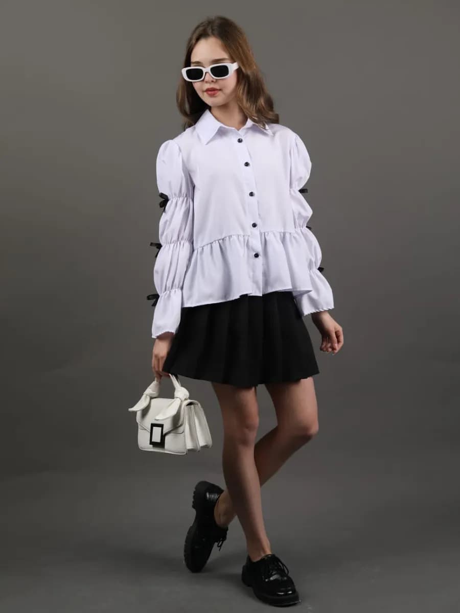 Блузка школьная нарядная праздничная с длинным рукавом