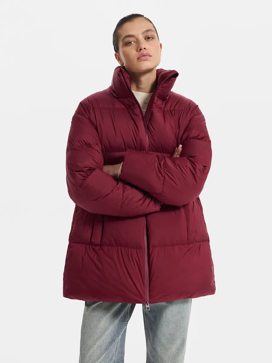 Стеганый пуховик с натуральным пухом