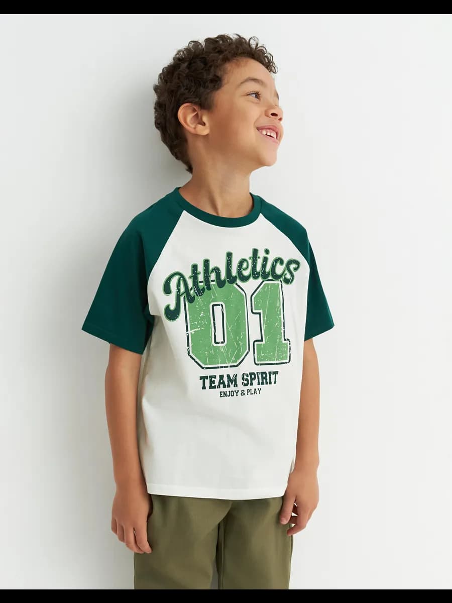 Футболка oversize колор-блок с принтом