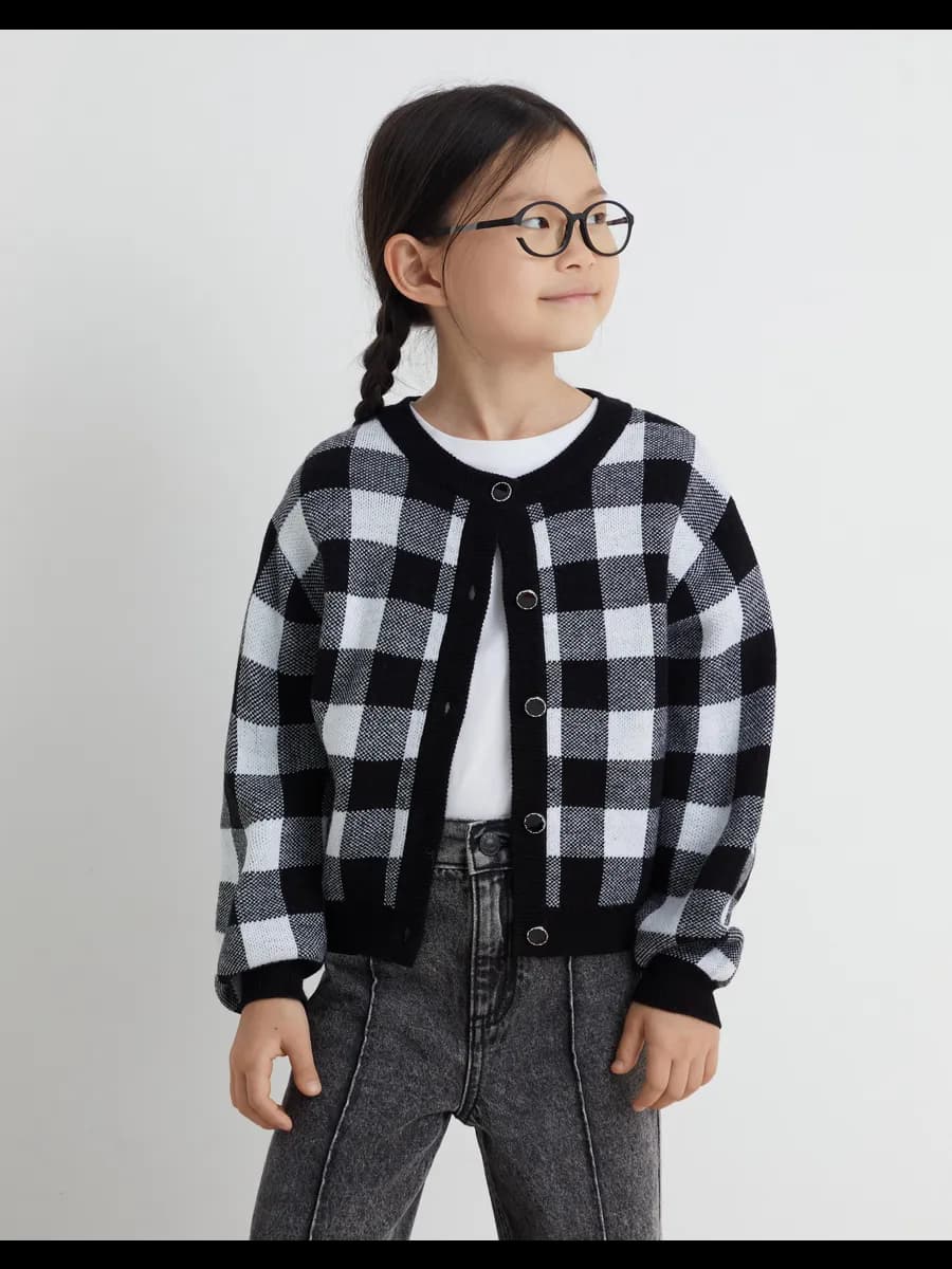 Клетчатый кардиган из жаккарда