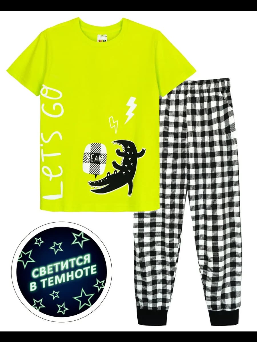 Пижама с футболкой и штанами в клетку