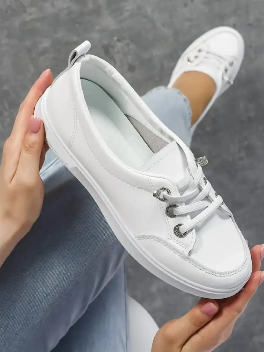 Кеды женские летние белые мягкие кожаные легкие
