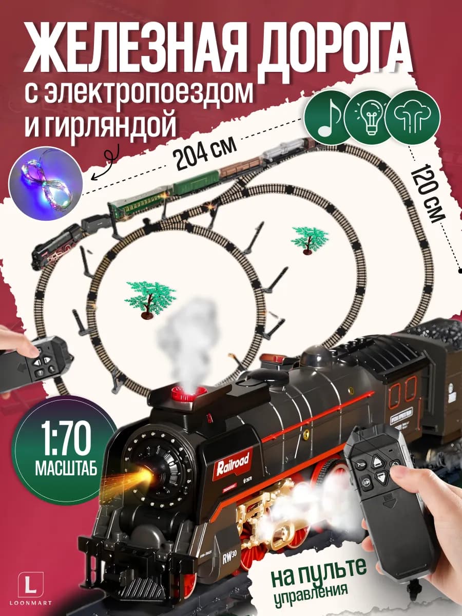 Железная дорога с электропоездом на пульте управления