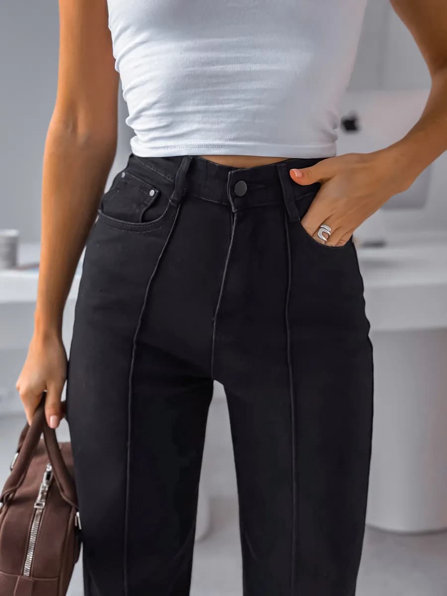 Прямые джинсы клеш трубы с высокой посадкой