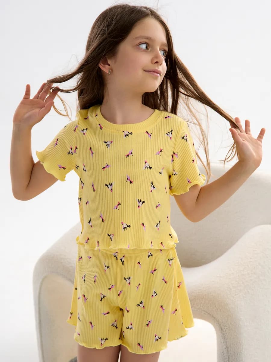 Пижама лапша домашняя с шортами