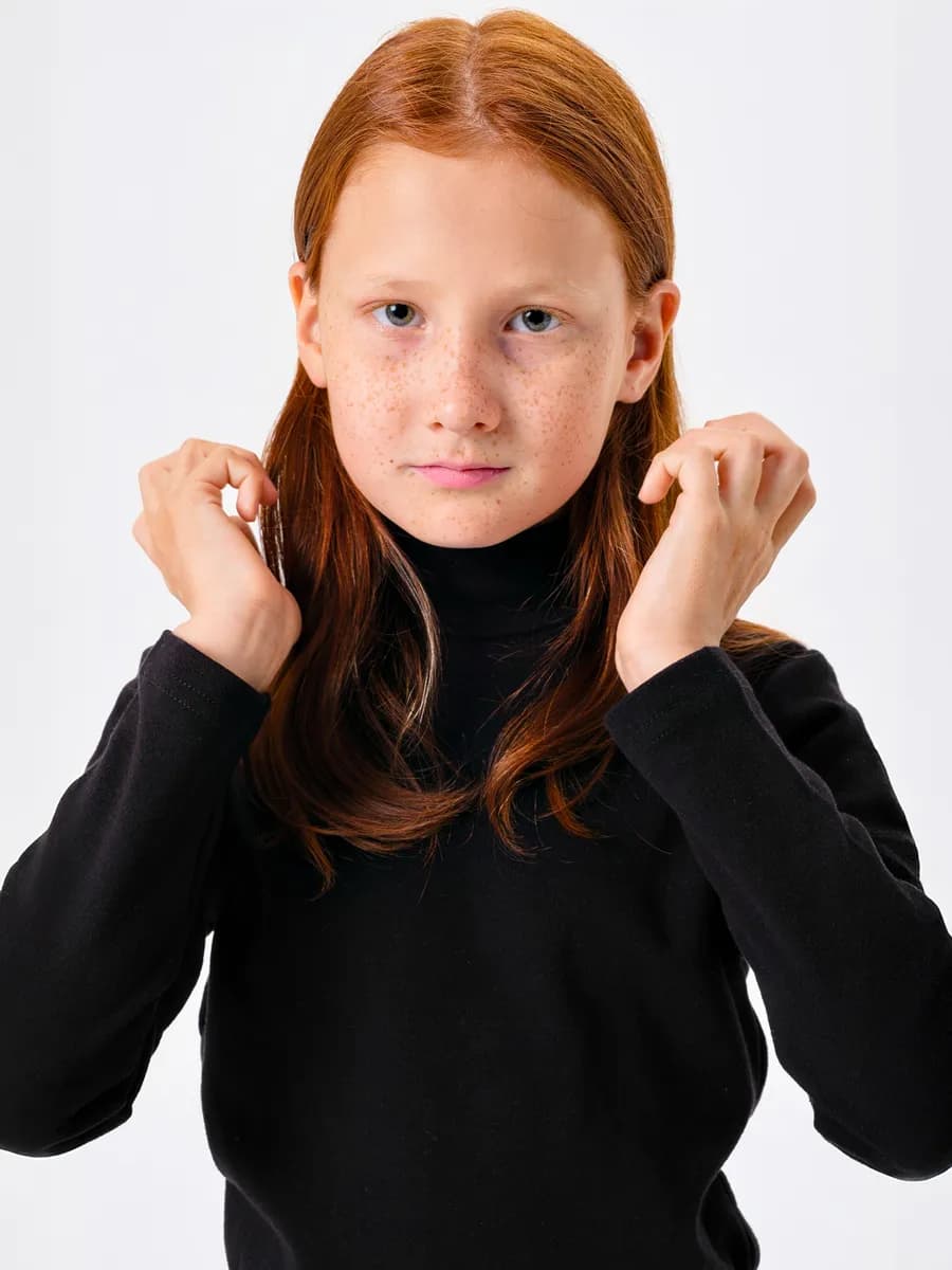 Школьная детская водолазка с горлом базовая хлопок