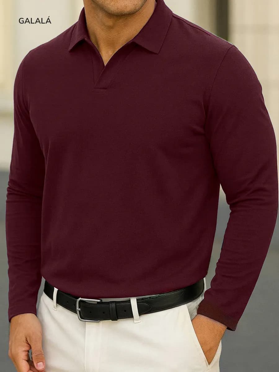 Лонгслив поло с длинным рукавом