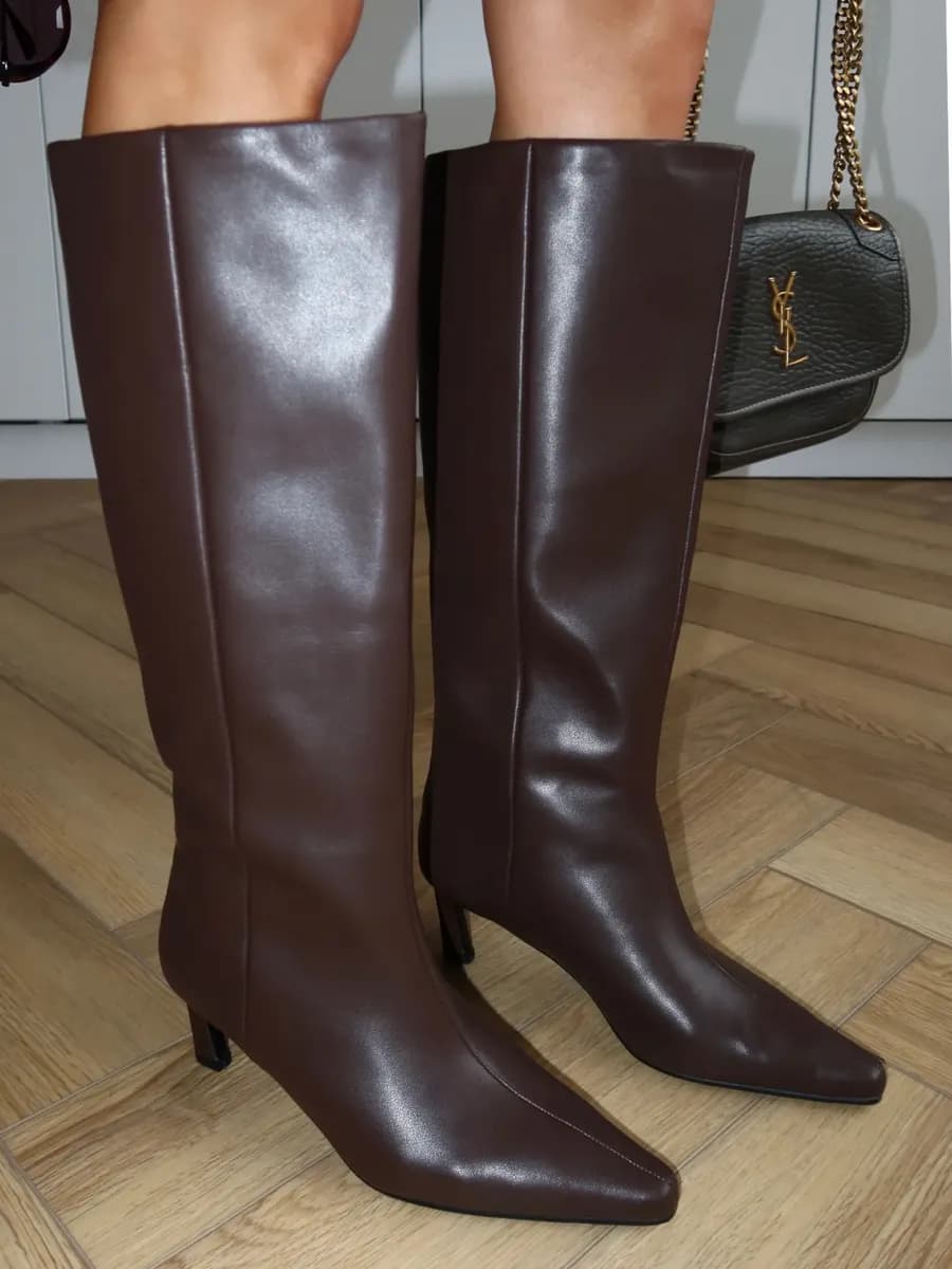 Сапоги демисезонные на каблуке натуральная кожа