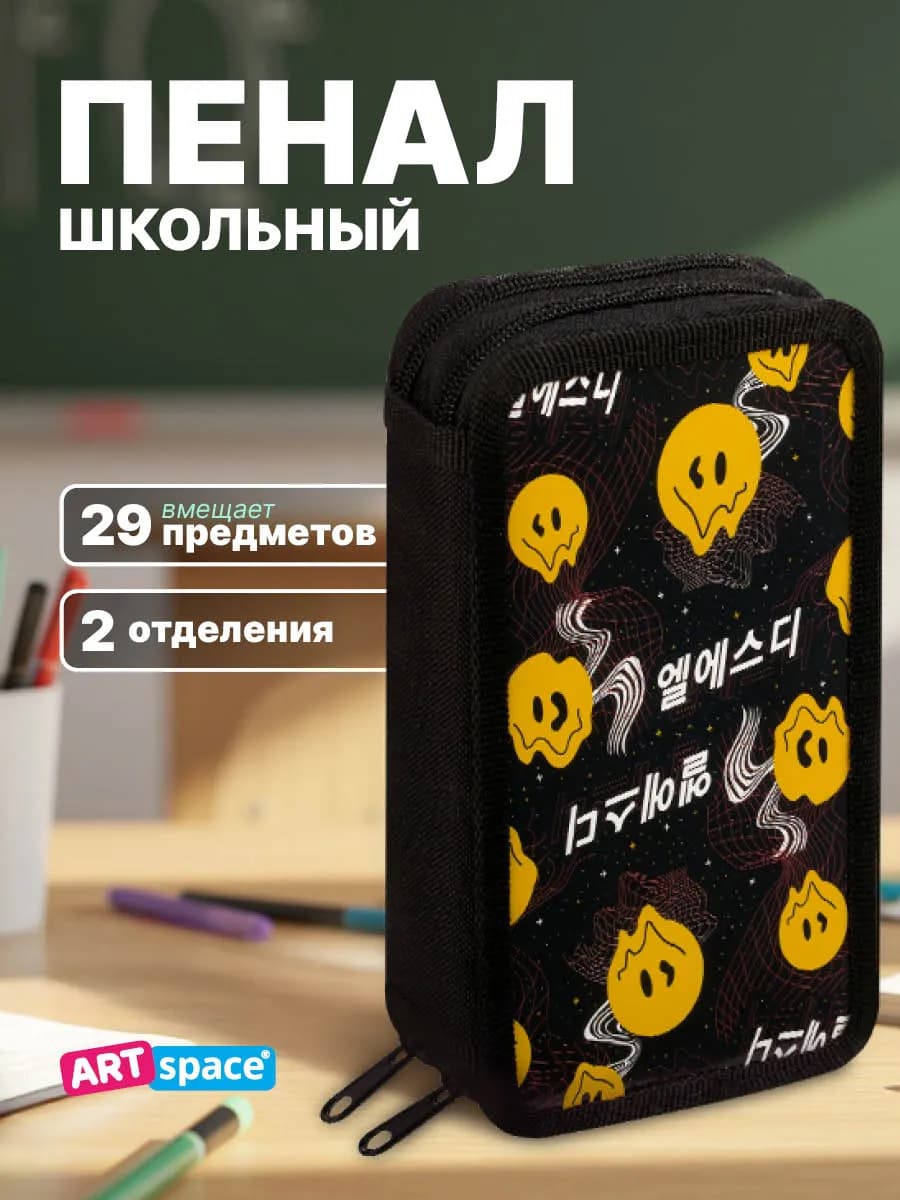 Пенал школьный для мальчика, 2 отделения