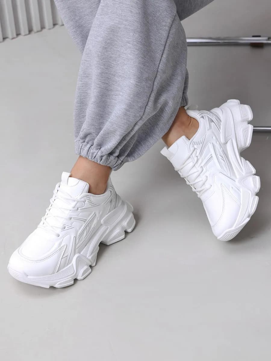 Кроссовки белые на платформе демисезонные