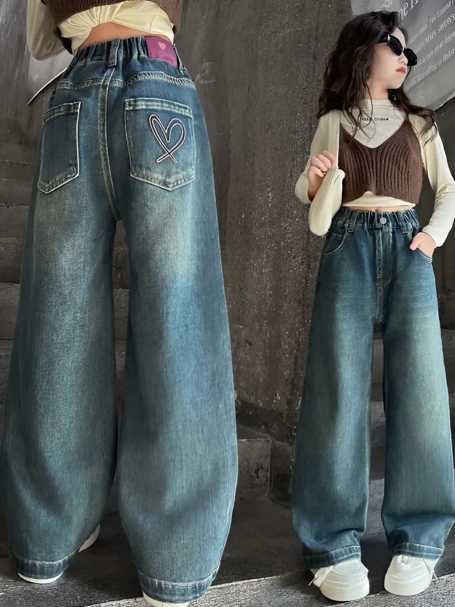 Джинсы багги палаццо подростковые широкие Y2K