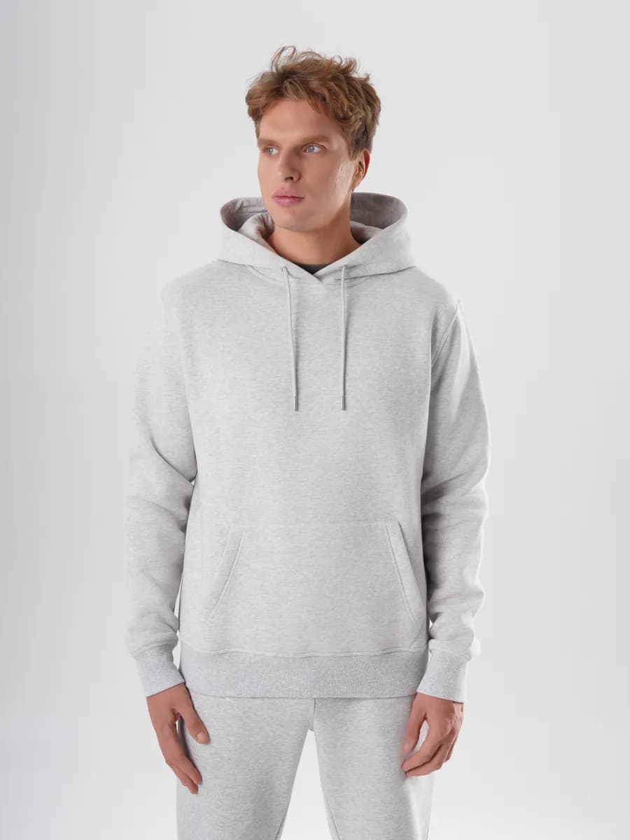 Худи мужское серое с начесом